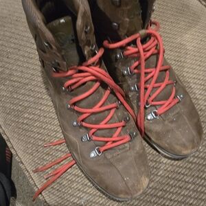Brown Hiking Boots with Red Laces